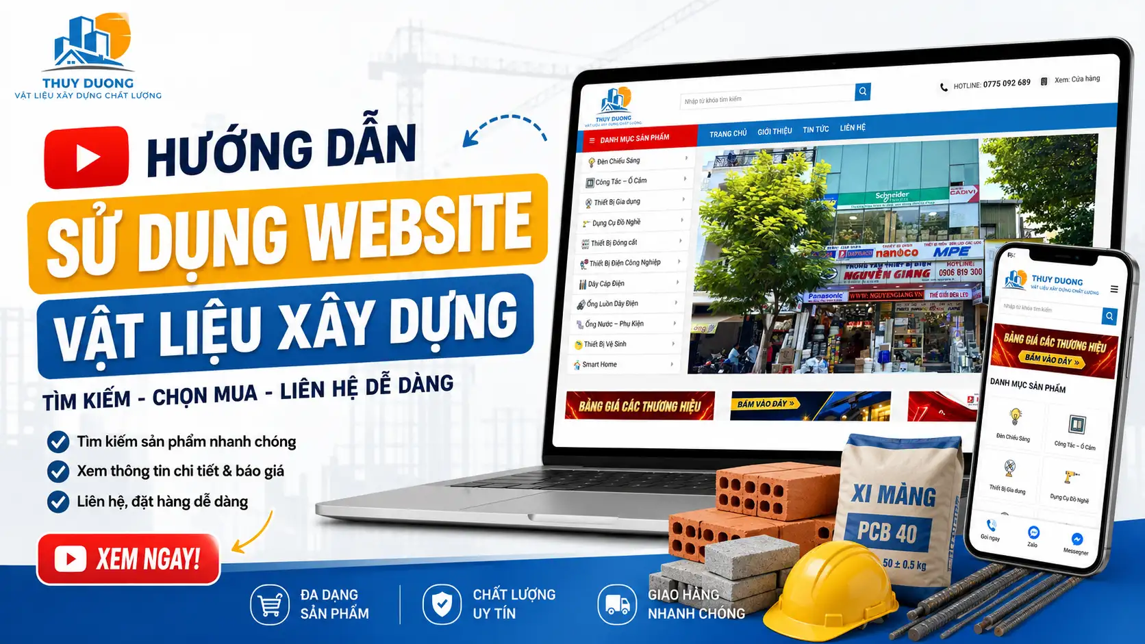 Huong dan su dung website vat lieu xay dung devthanhvo thietkeweb