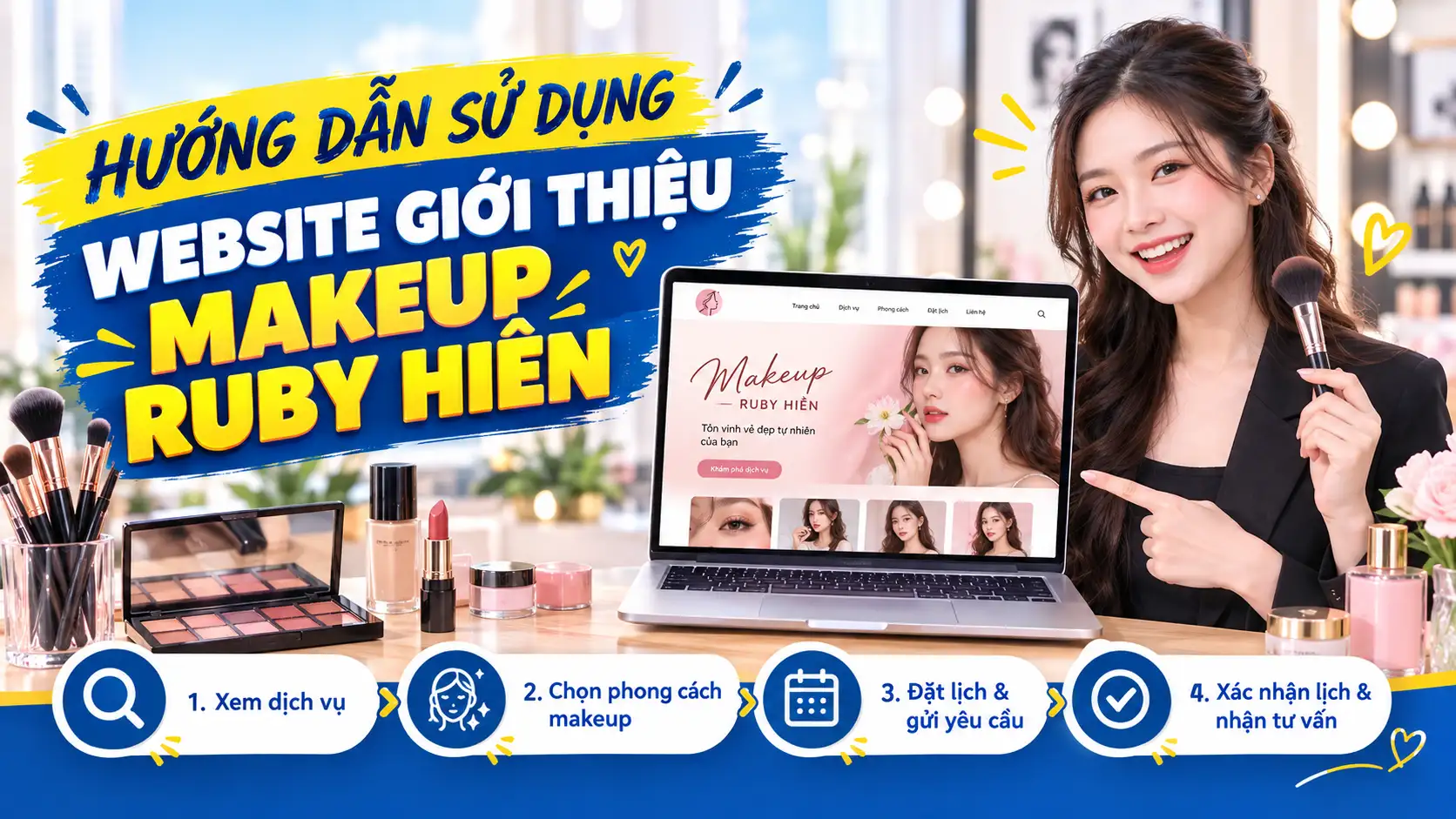 Huong dan su dung website gioi thieu makeup ruby Hien devthanhvo thietkeweb